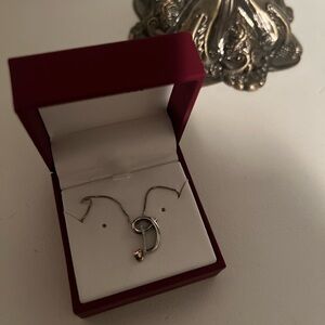 “ I am loved necklace” in sterling silver, rose gold mini heart